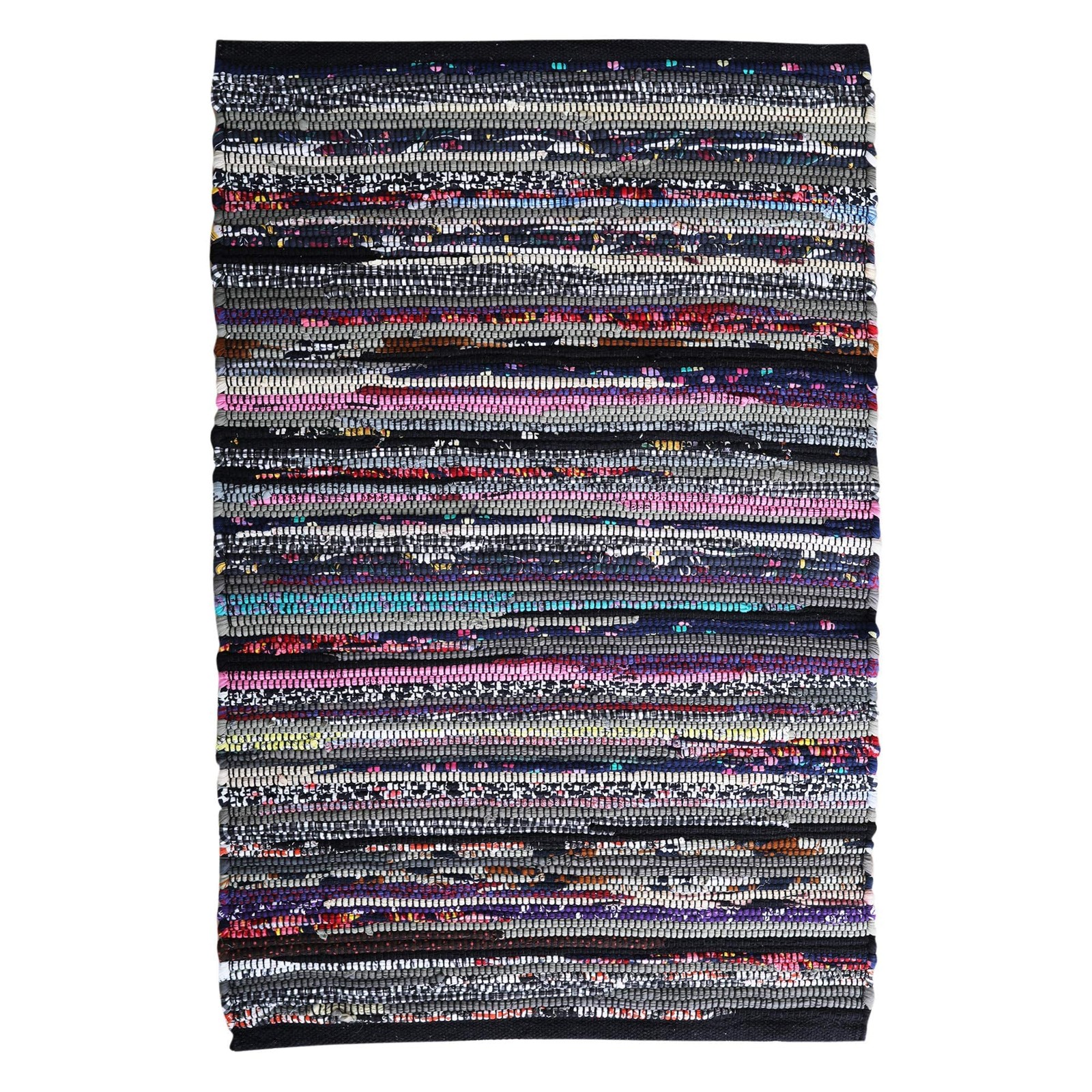 Cotton Hosiery Chindi Rug Dark Multi Color Hand Woven Kitchen Mat 24×36 Inch