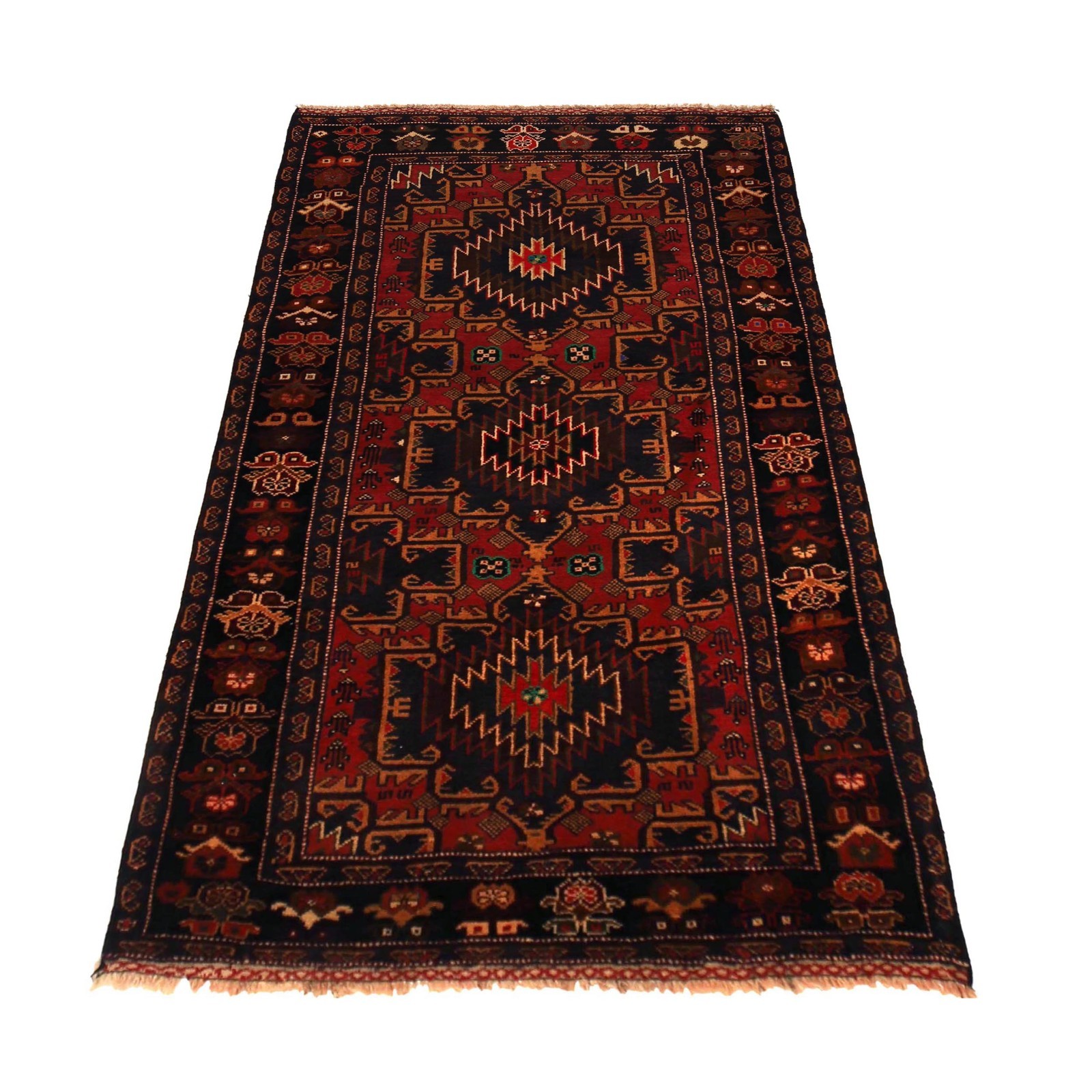 Living Room Small Afghan Tribal Rug 3’7×6’8 ft Oriental Wool Handmade Rug W35927