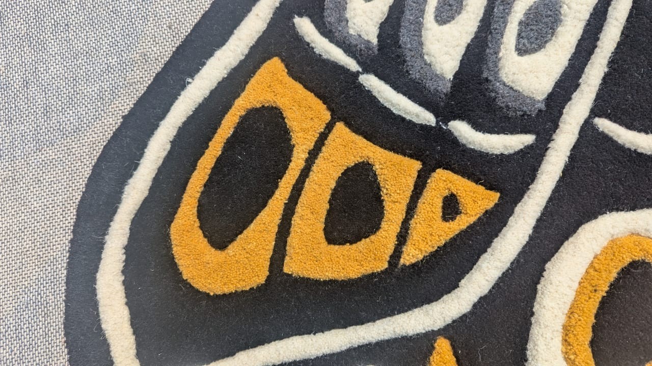 Death Moth Gold Tattoo Rug 100% Handmade Unique Artistic Rug