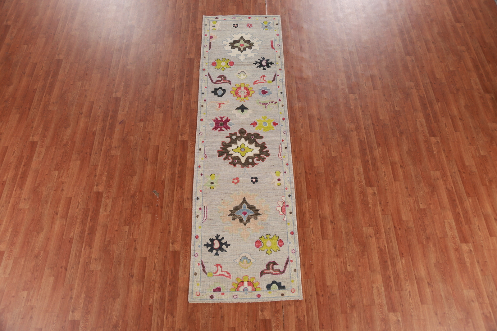 Vegetable Dye Wool Traditional Oushak Turkish Hand-knotted Runner Rug 3×10 ft
