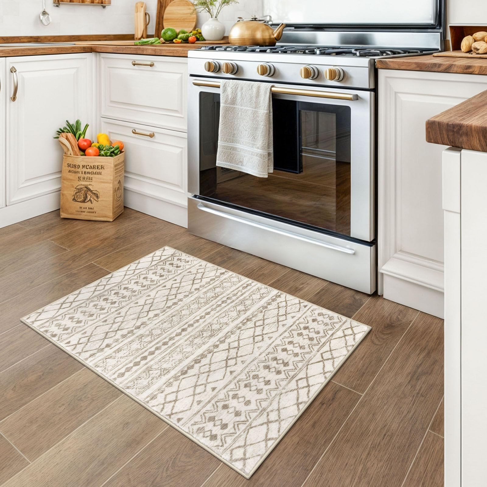 Washable Rugs for Entryway 2×3 Beige Moroccan Boho Small Area Rug