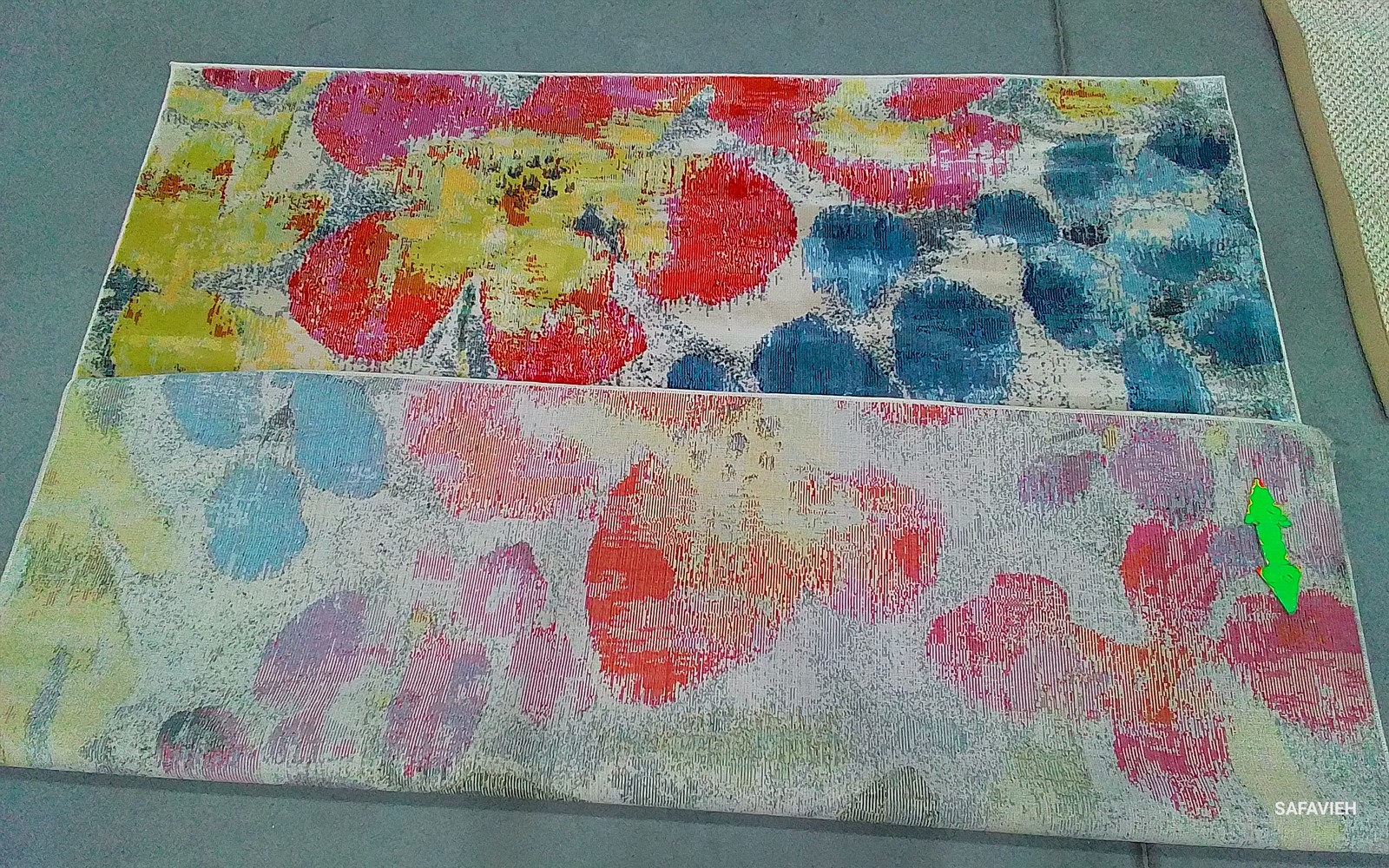 BLUE / YELLOW 6′-7″ x 6′-7″ Back Stain Rug, Reduced Price 1172800364 LLN360A-7SQ
