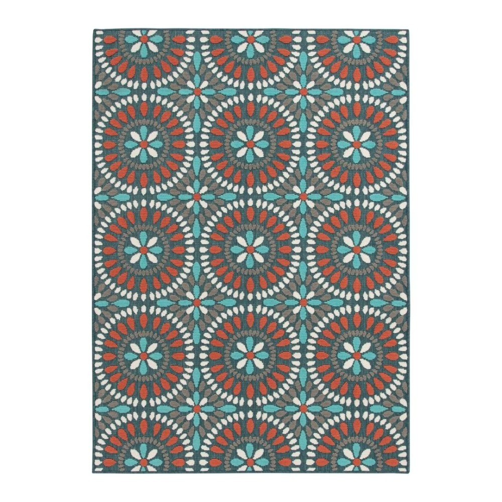 5 ft x 7 ft Polypropylene Outdoor Area Rug, Multi Medallion