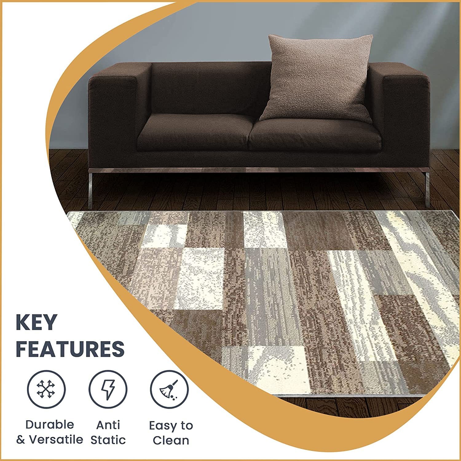 SUPERIOR Rockwood Modern Geometric Indoor Area Rug, 2’x3′, L Blue Ivory
