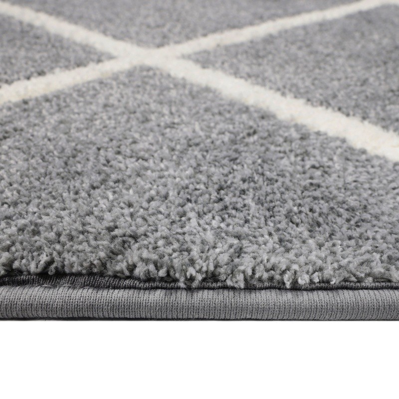 Plush Diamond Indoor Accent Rug Non-Slip Machine Washable Soft Grey 30×45 New