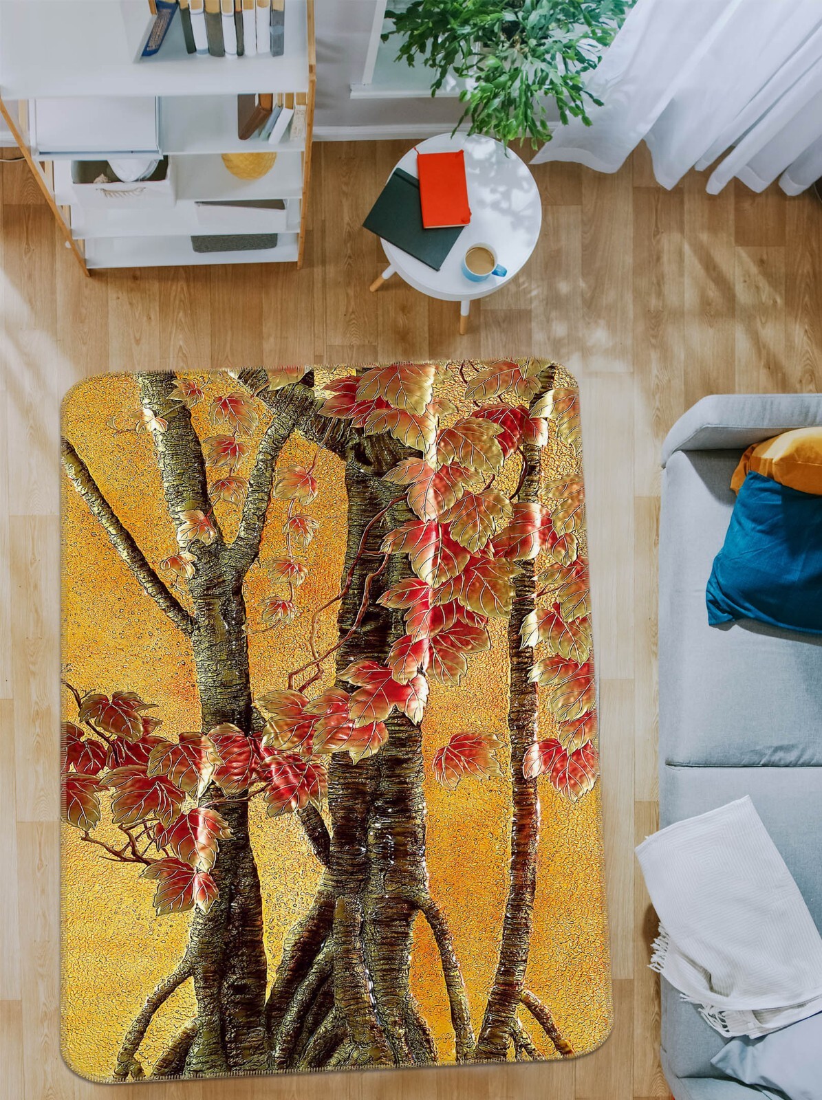 3D Red Maple Tree Trunk ZHUA1040 Game Non Slip Rug Mat Photo Carpet Amy