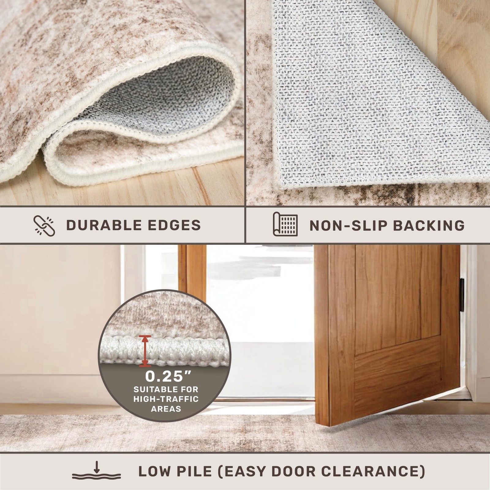 Farmhouse Area Rugs for Living Room, 8×10 Washable Modern Abstract Rug for Be…