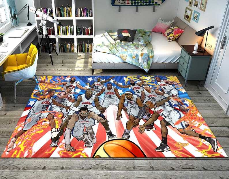 USA Basketball Rug, Nba Team Rug, Sport Rug, Boys Room Rug, Custom Rug, Hypebeas