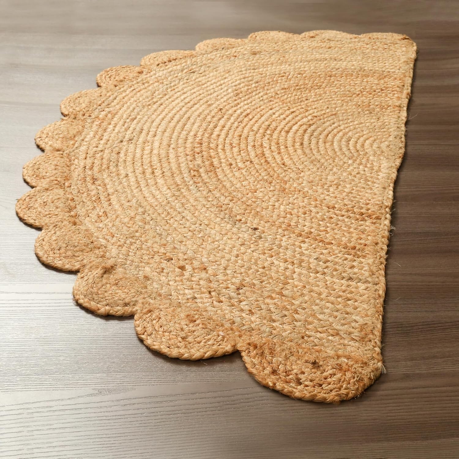 Jute Rug Half Circle Natural handmade reversible floor home decor rug Door mat