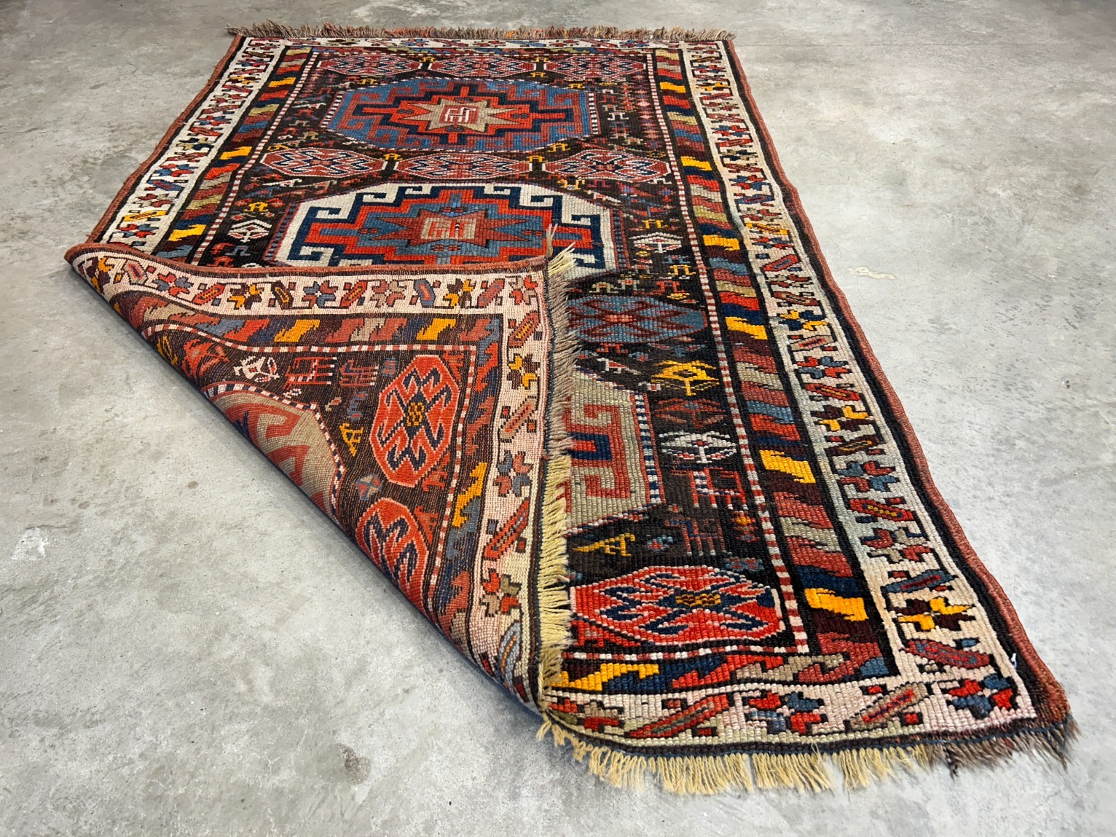 4’4″x6’4″ Antique Hand-knotted Wool Geometric Caucasian Area Rug – Russian 4×6