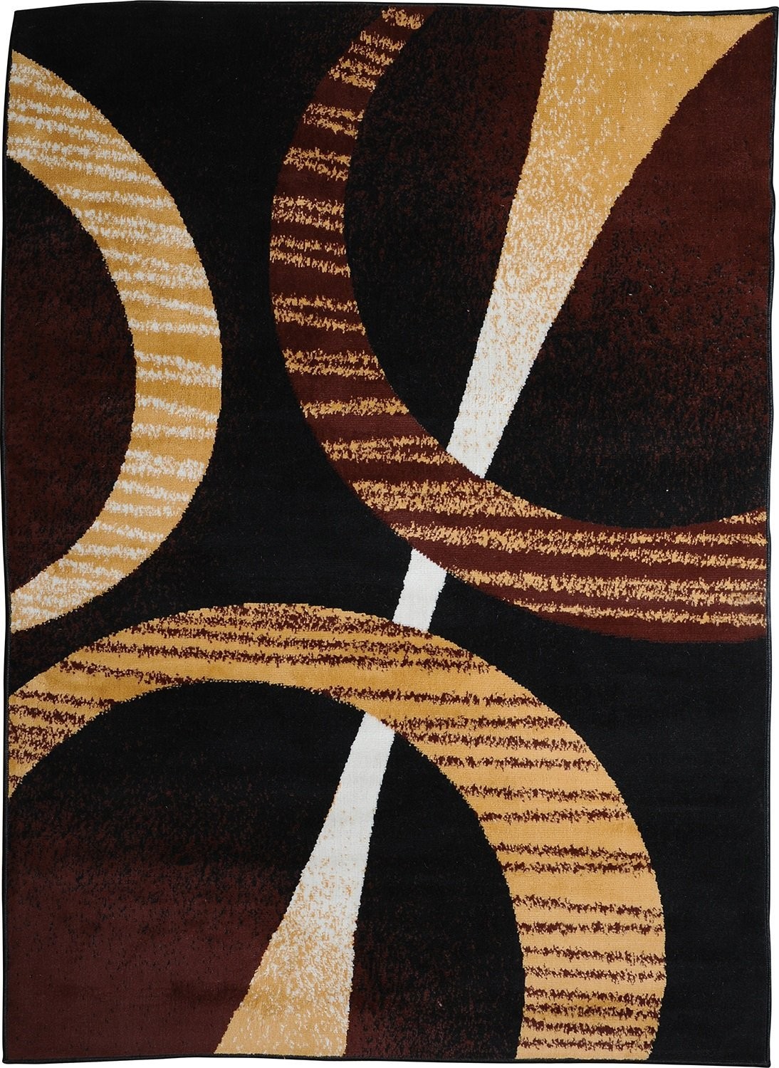 Brown Circles Rings Modern 5×8 Area Rug Contemporary Carpet – Actual 5’2″x7’4″