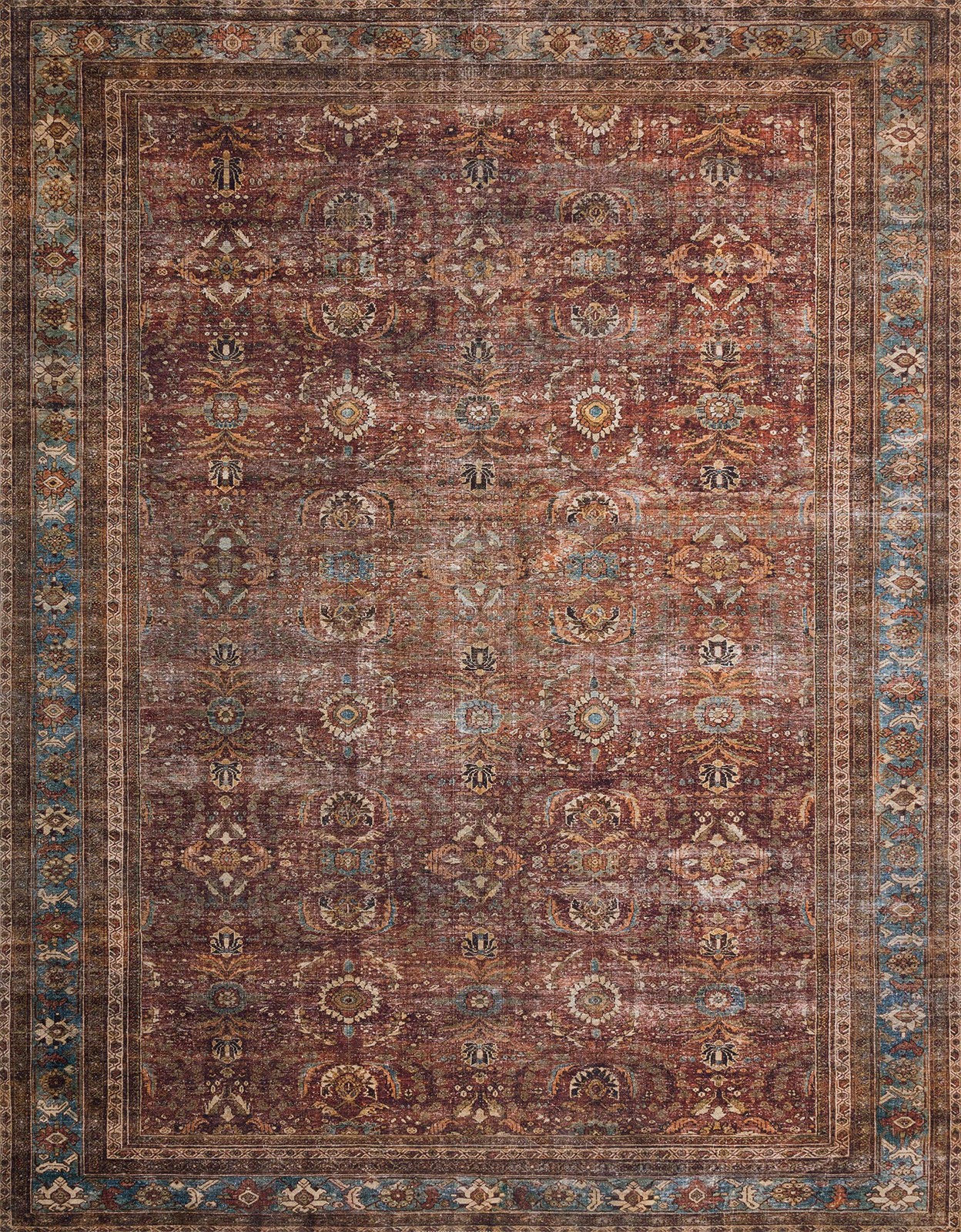 Loloi Layla Collection Lay-01 Brick/Blue 2-3 X 3-9 .13 Thick Accent Rug Soft