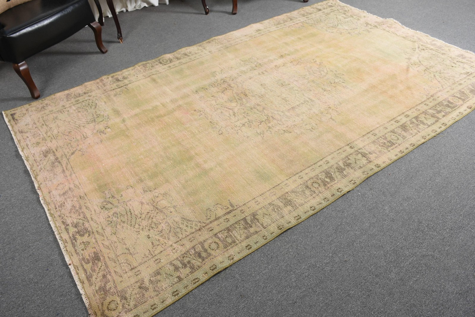 Vintage 5,7×9,3 ft Rug, Large Turkish Rug, Green Yellow Ombré Rug