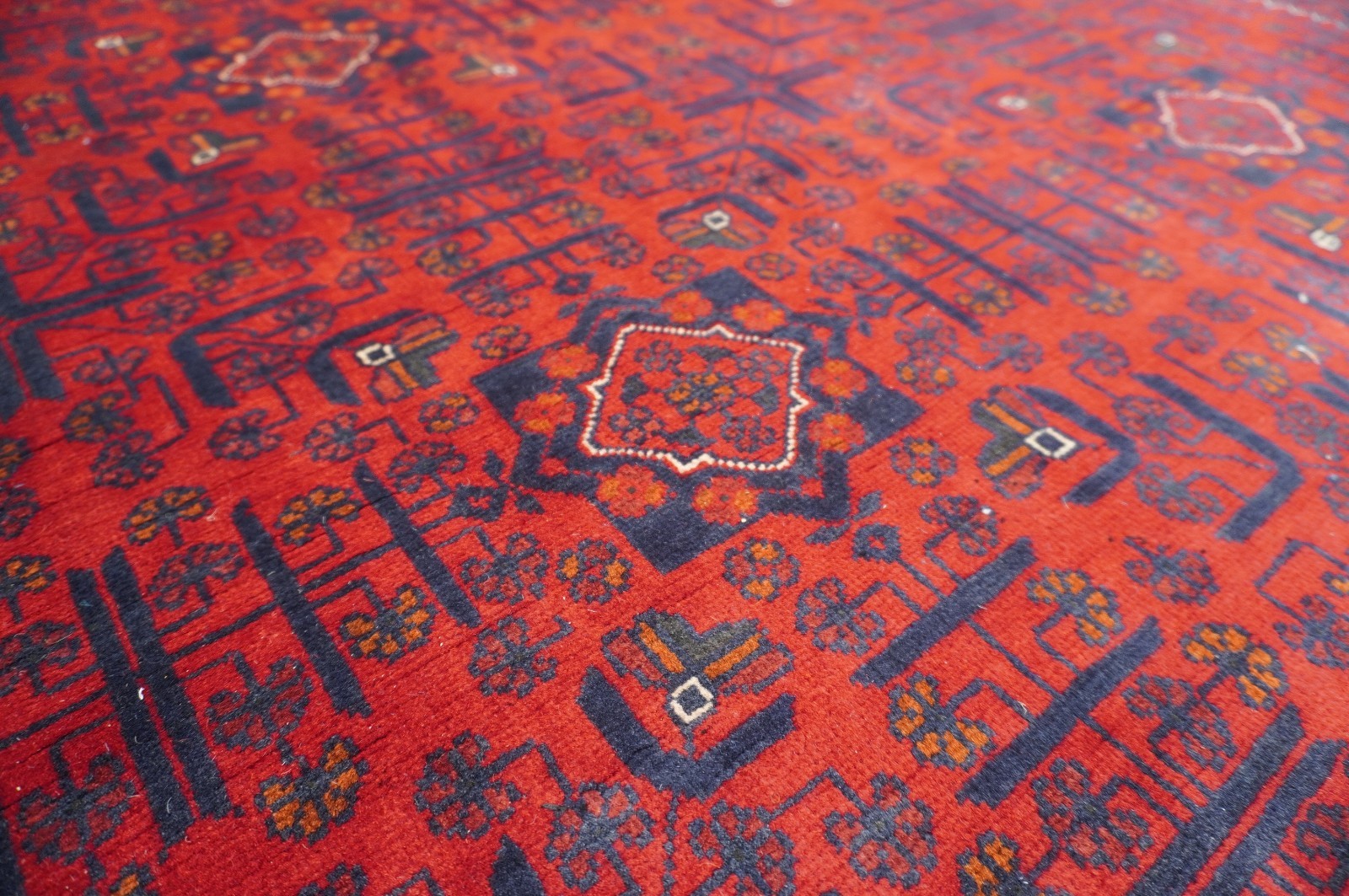 7×10 ft Red Khal Mohammadi Afghan Hand Knotted Wool Area Rug 6’7″x9’7″