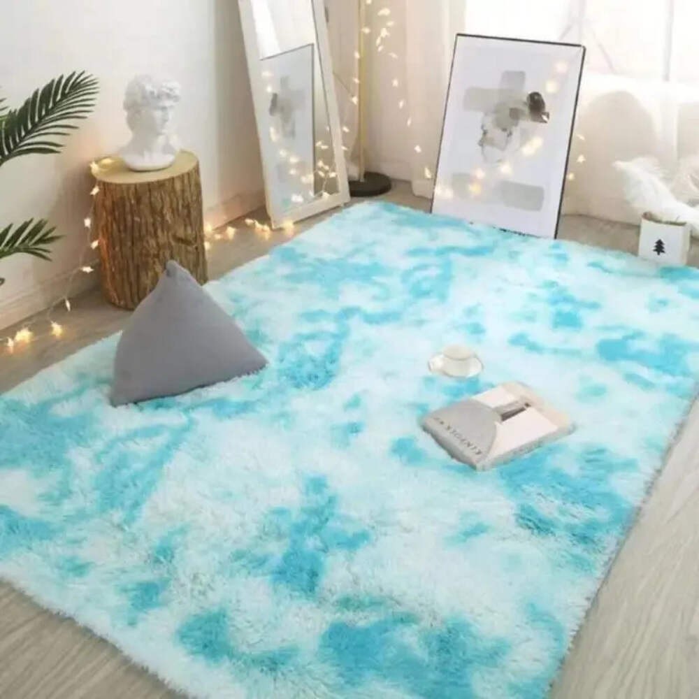 Light Grey Silk Wool Shag Rug 40x60cm Soft Bedroom Mat Nursery Prayer Non-Slip