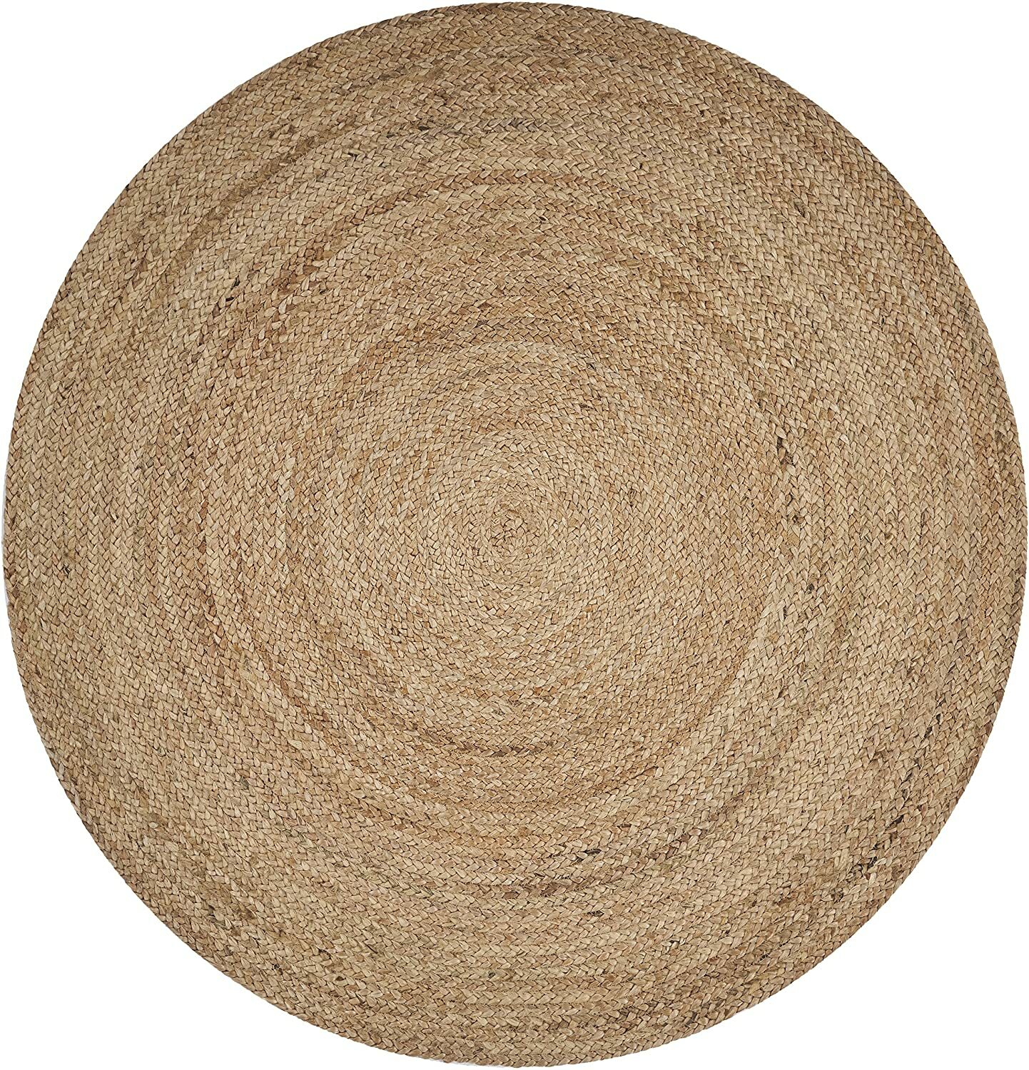 Rug Jute Round 100% Natural Jute Style Reversible Braided Modern Rustic Look