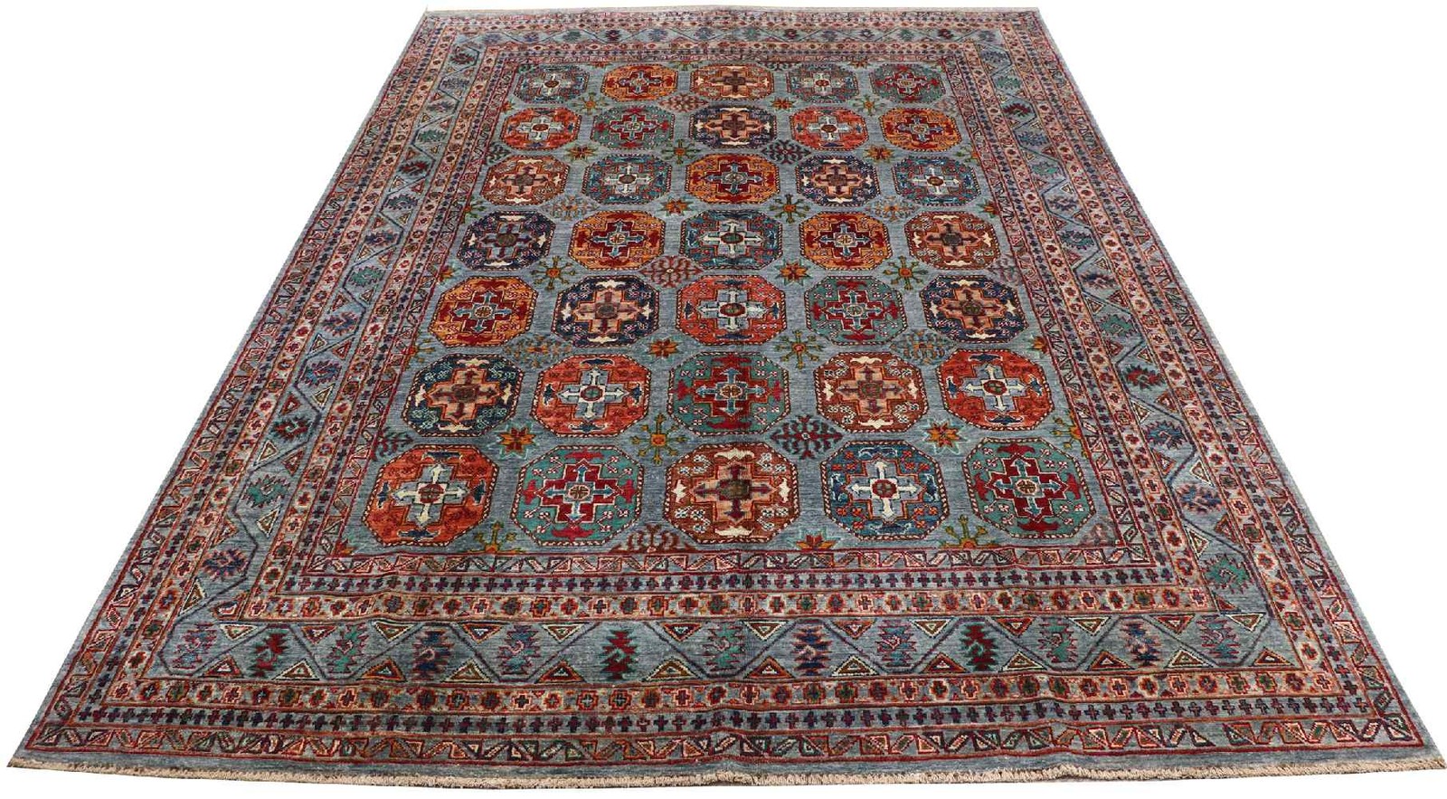Afghan Ziegler Khorjin Ariana Rug 200×300 Hand-Knotted Grey All-Over Pattern
