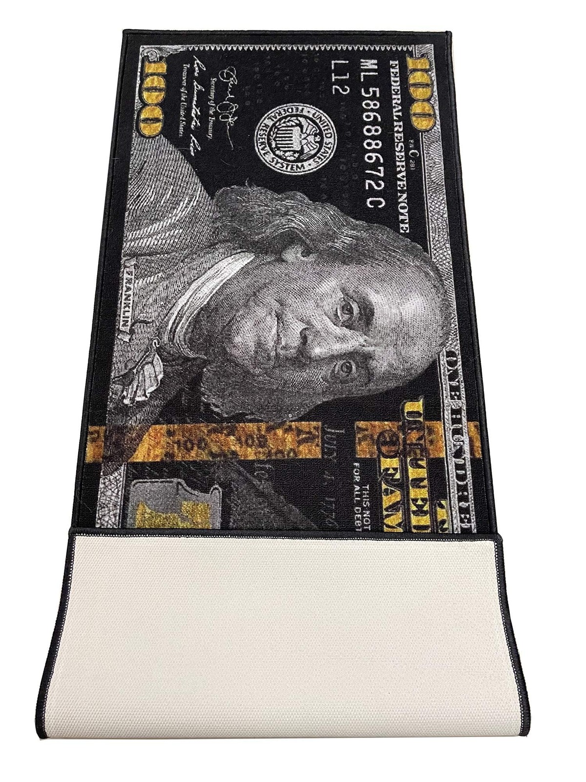 HUAHOO Black Money Rugs 100 Dollar Bill Area Rug Door Mat Runner for Living Room