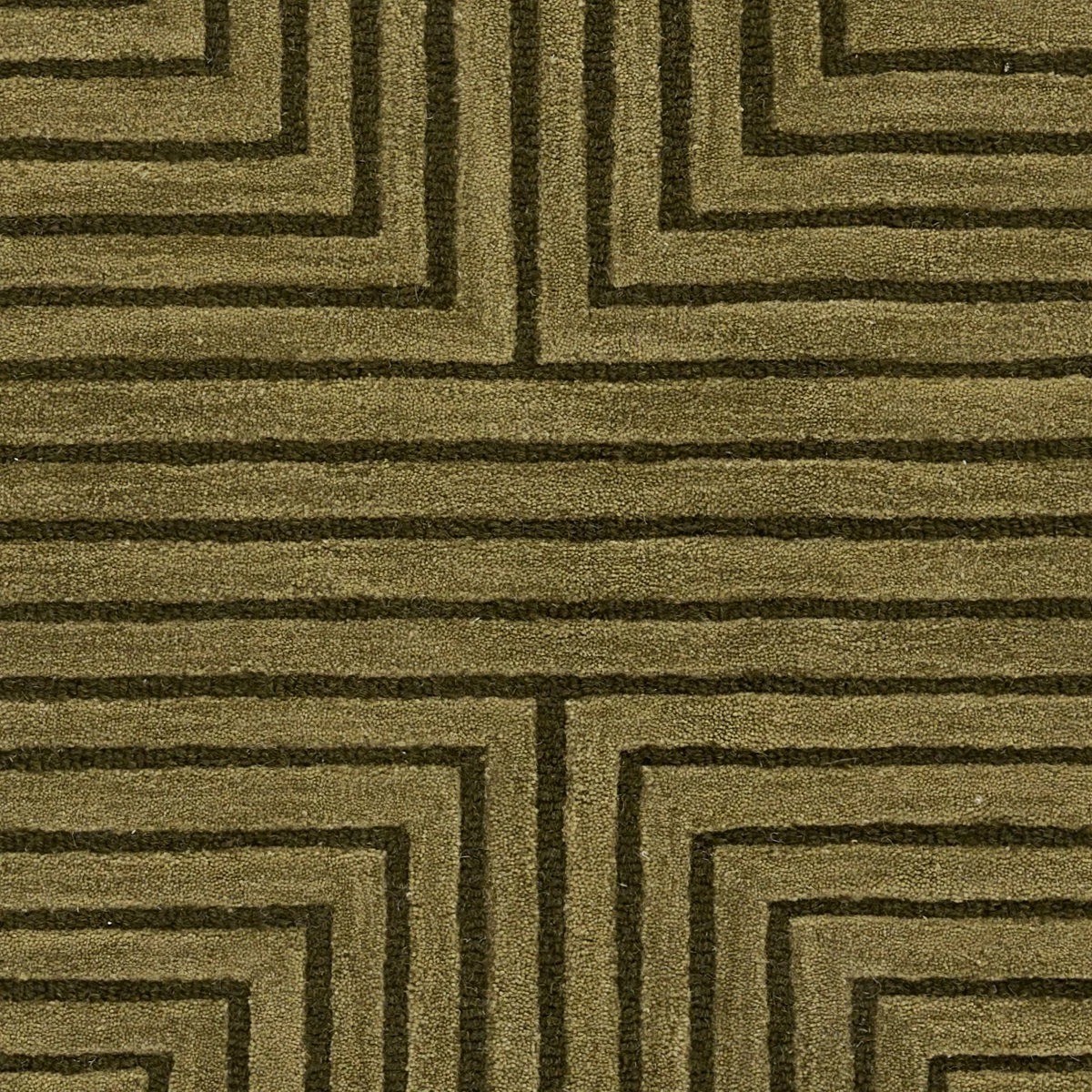 Hand Tufted Olive Green Wool Area Rug 8×10 Modern Geometric Maze Handmade Rug