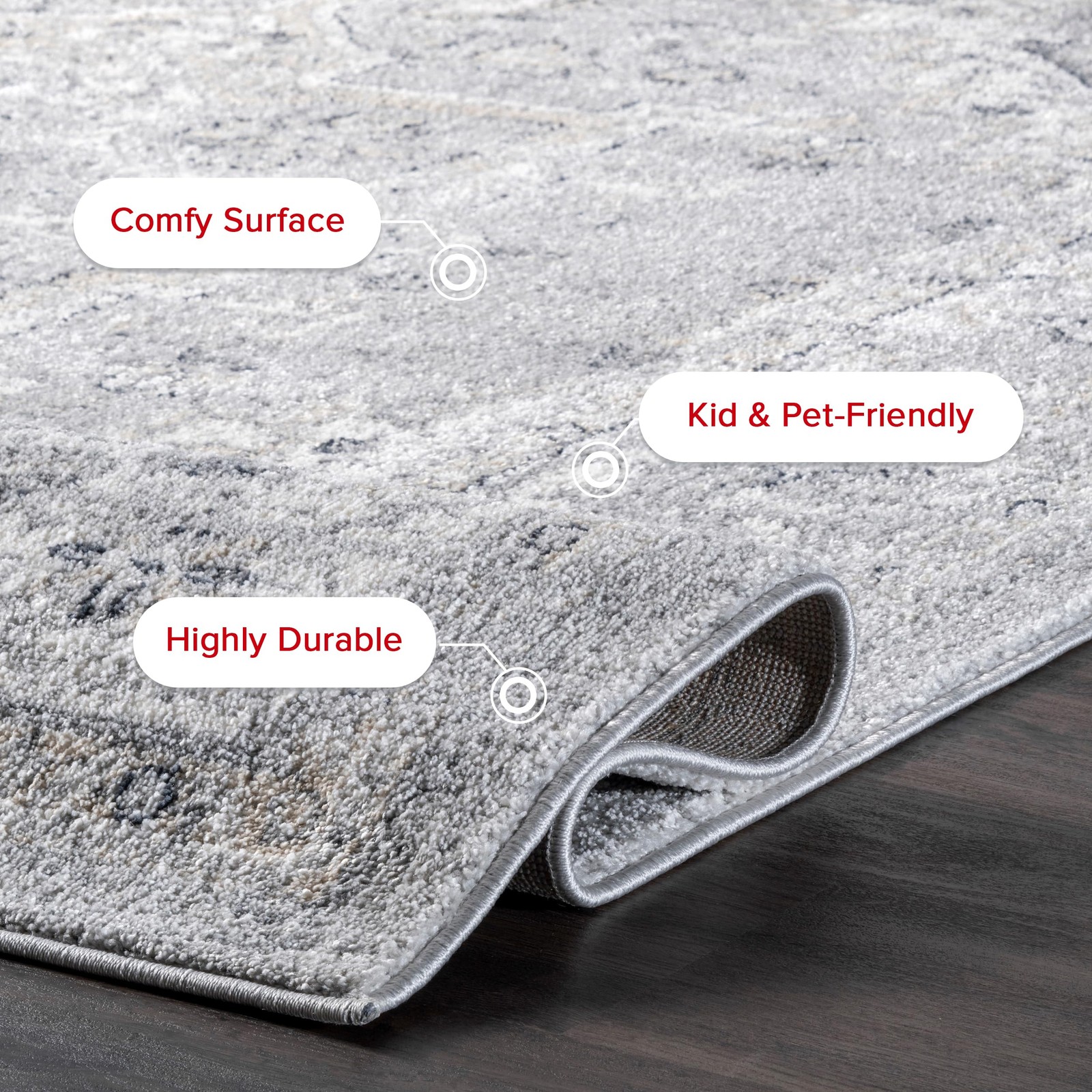Nuloom Gena Light Grey/Ivory 4 X 6 Distressed Medallion Soft And Cozy High
