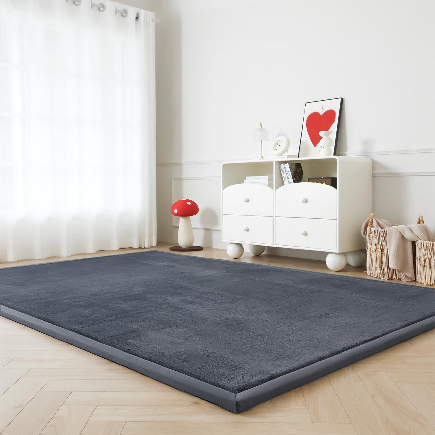 Faux Rabbit Fur Rug – 1.18″ Thick Soft Fluffy Area Rug, Non-Slip Memory Foam …