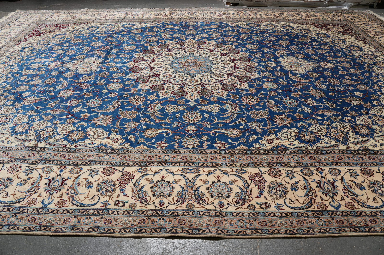 13 x 19.4 Perrsian Blue Naain Rug Wool and Silk #PIX-12613