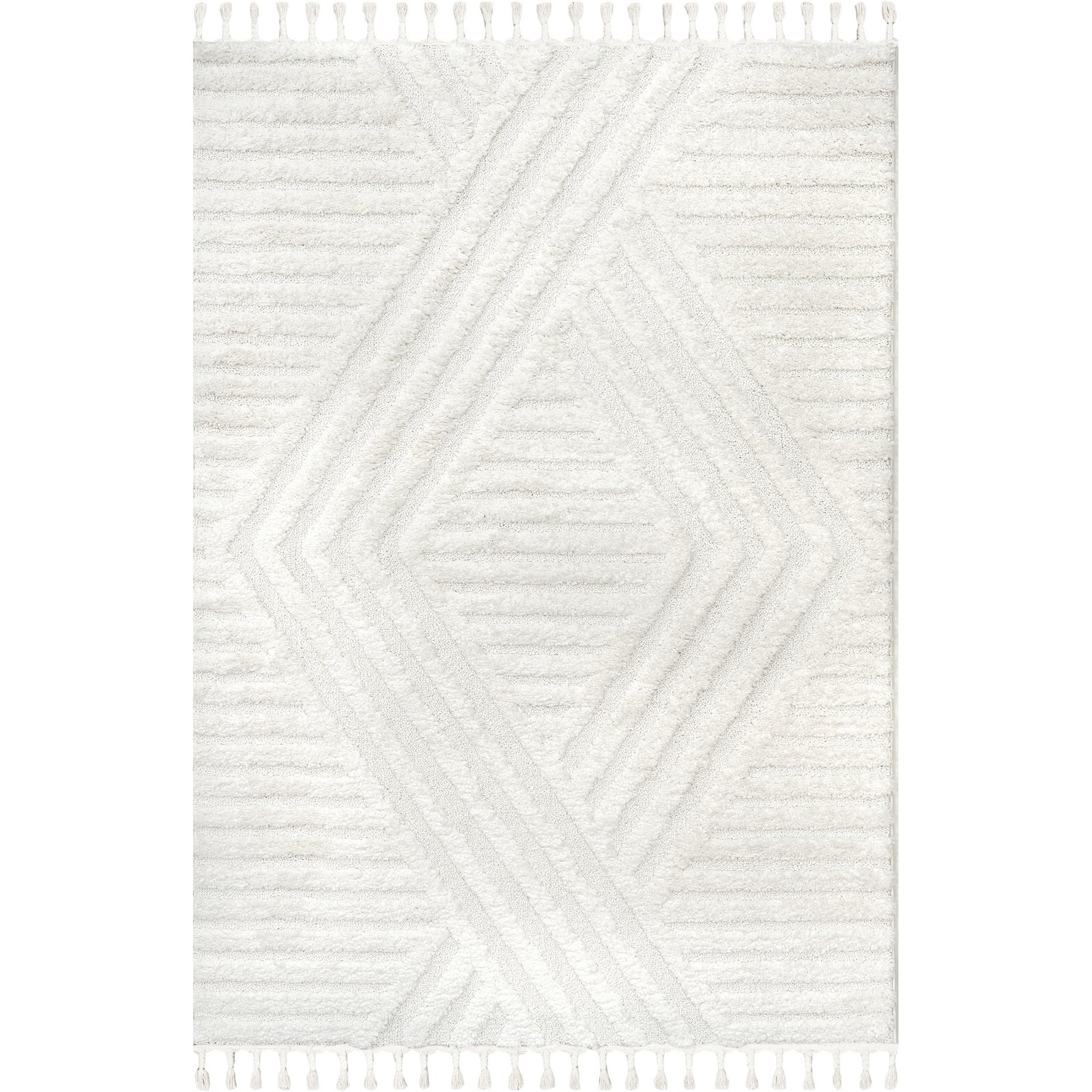 Risette Ivory, 6′ Square, Geometric, Soft and Textured, High Traffic, Stain R…