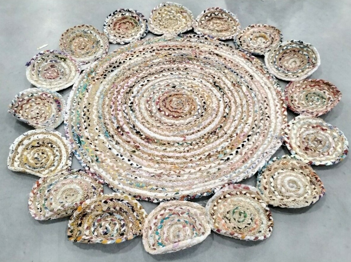 MULTI 5′ X 5′ Round Pulled Threads Rug, Reduced Price 1172703186 CAP211A-5R