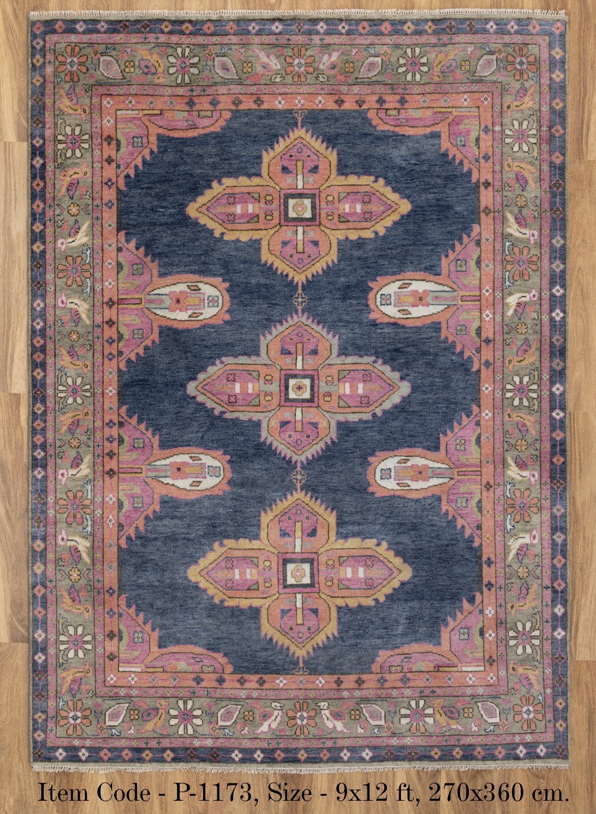 Decorative Blue Kismet Modern Oushak Inspired HandKnotted Wool Multiple Size Rug