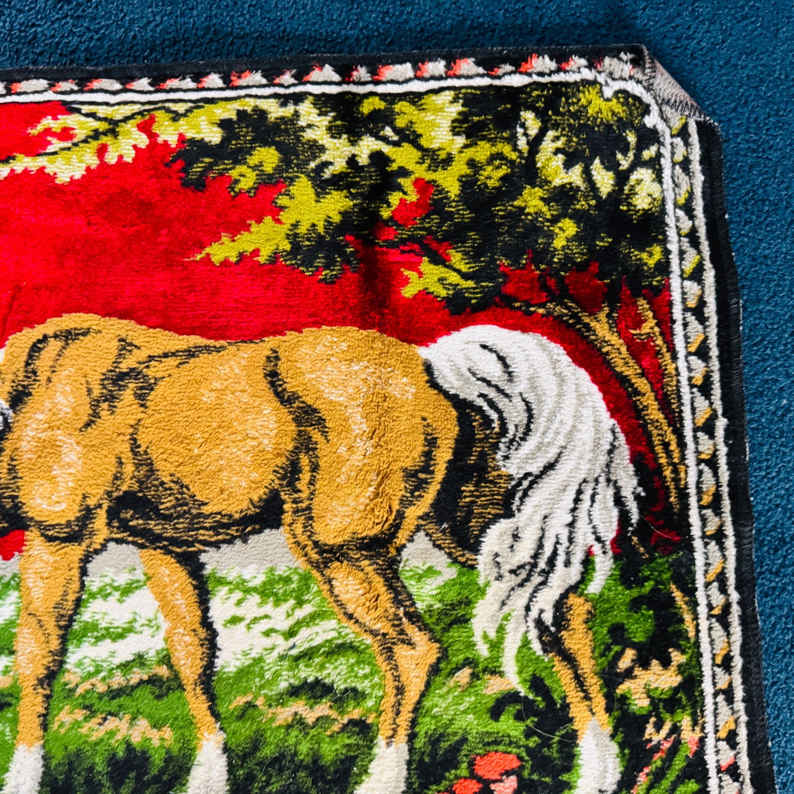 Brown Horse & White Unicorn Tapestry Wall Rug P&C Italy