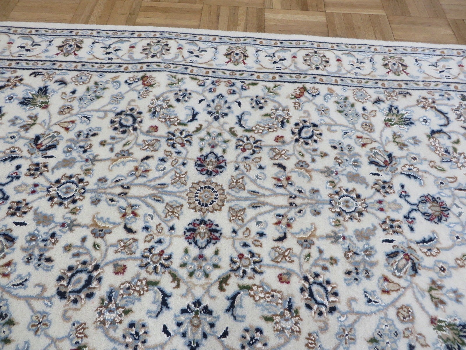 2’8 x 19’10 Hand Knotted Ivory Nain All Over Design Runner Rug With SIlk G16152
