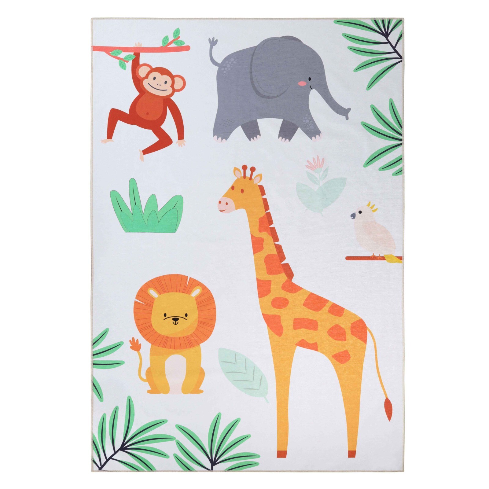 Jungle Animals Non-Slip Kids Playroom Nursery Washable Indoor Area Rug