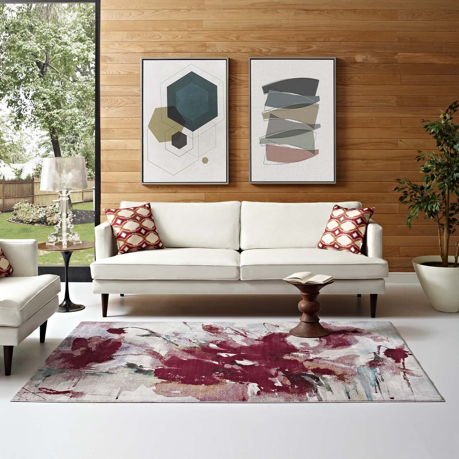 Modway Contemporary Modern Floral Abstract 4×6 Area Rug in Multicolored