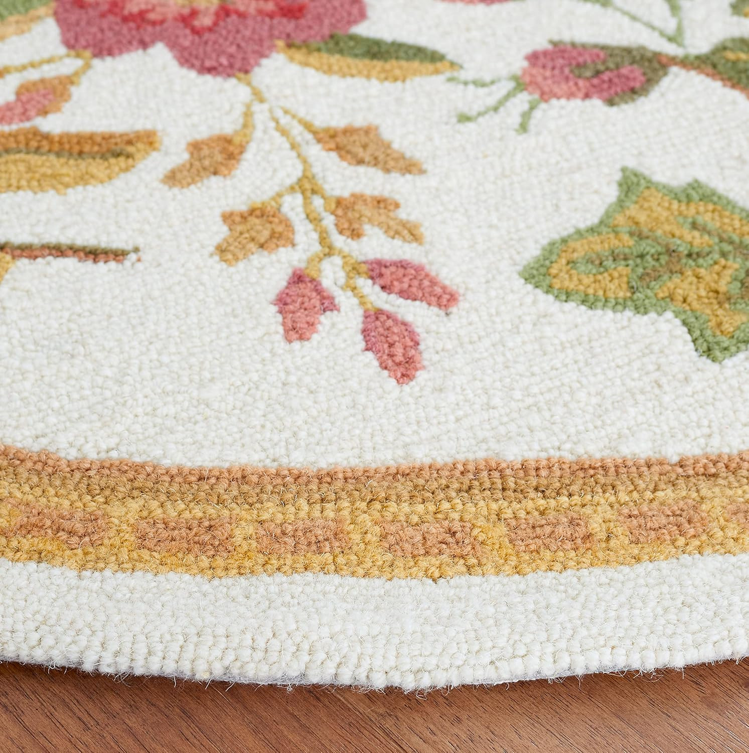 Chelsea Collection Hand-Hooked Wool Area Rug – 4’6″ x 6’6″ Oval, Ivory