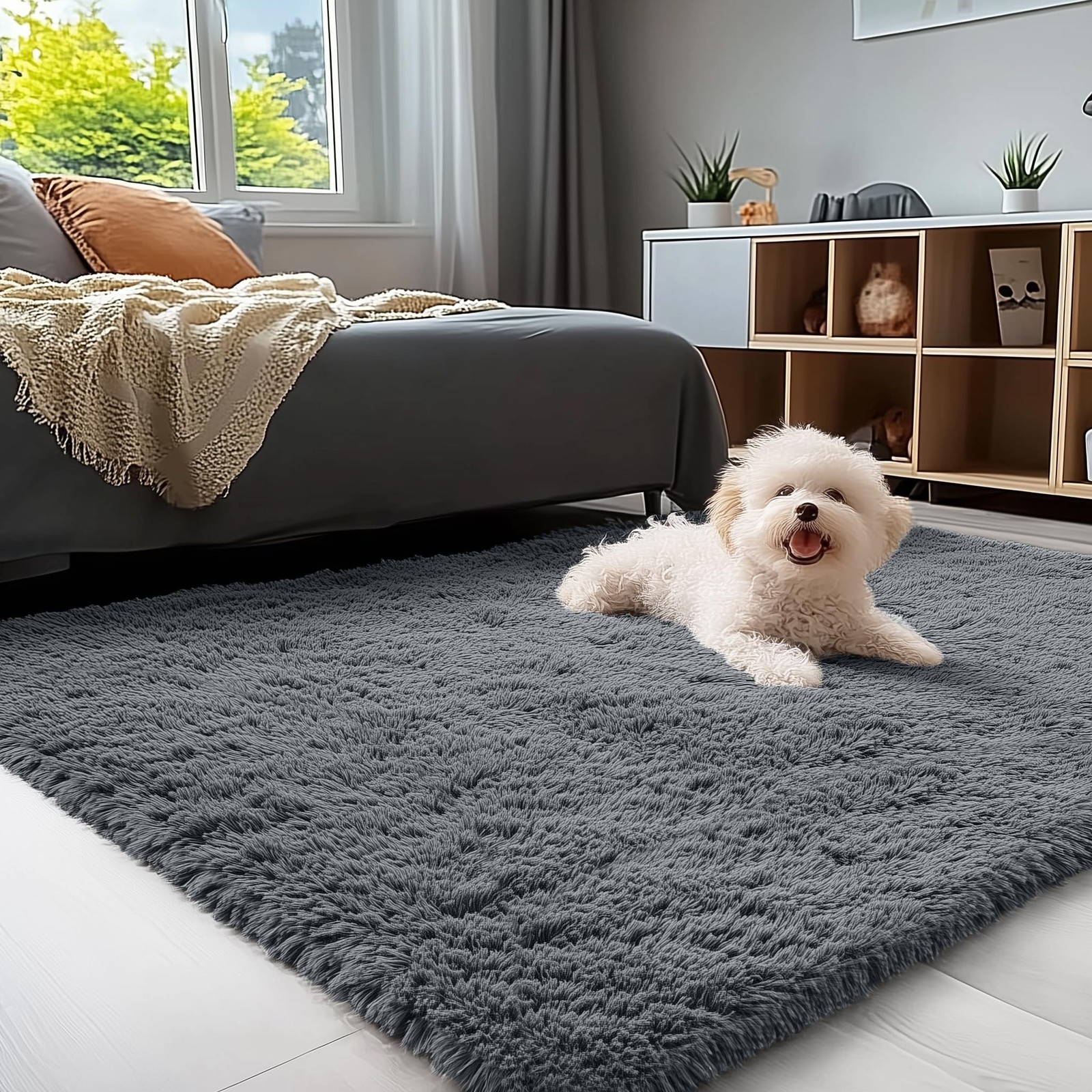 OLANLY Area Rugs for Living Room Bedroom Machine Washable 4×5.9 ft Soft Fluffy