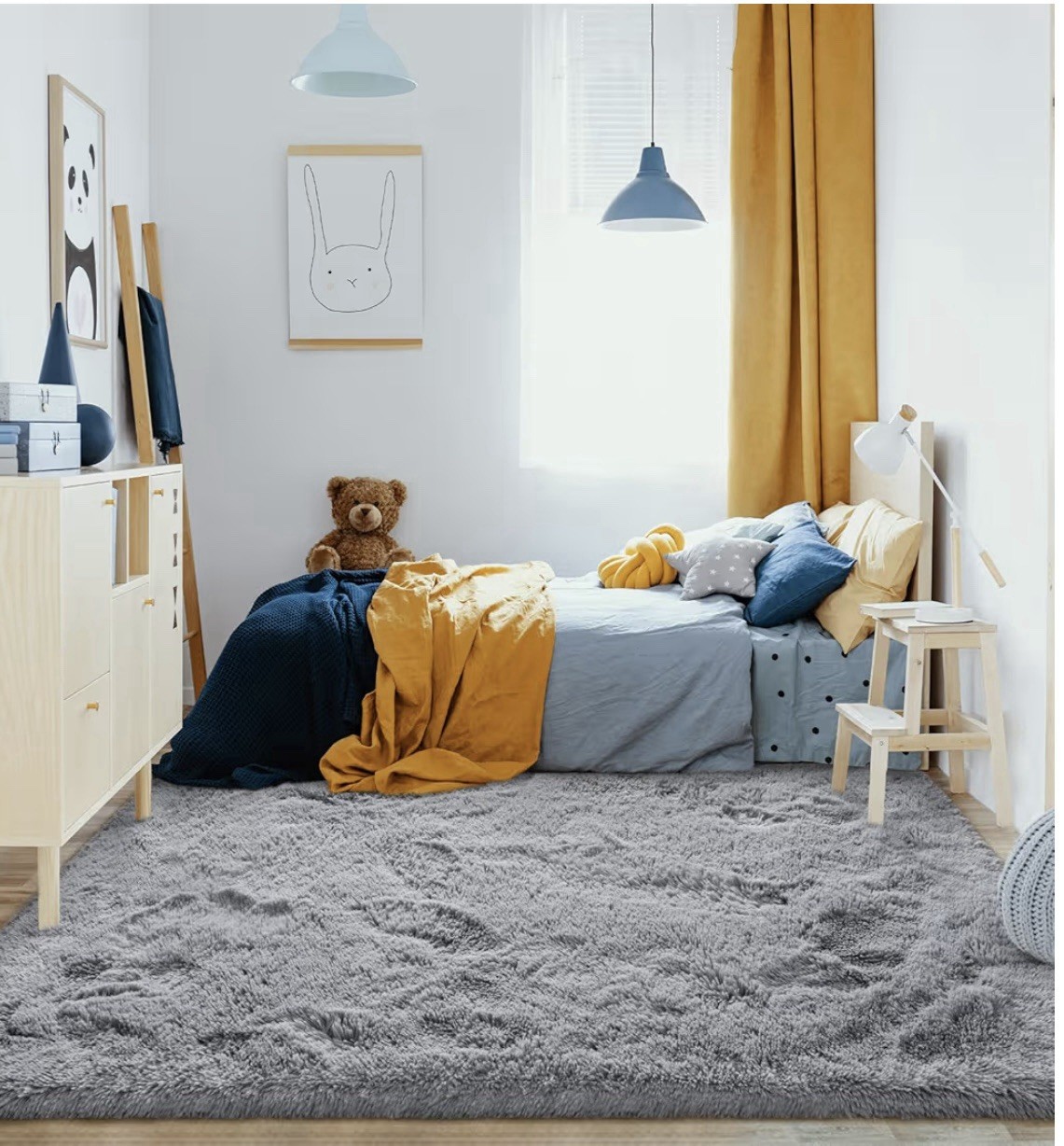 Super Soft Shaggy Rugs Fluffy Carpets, 4×6 Feet, Anti-Skid Rectanlar, Grey