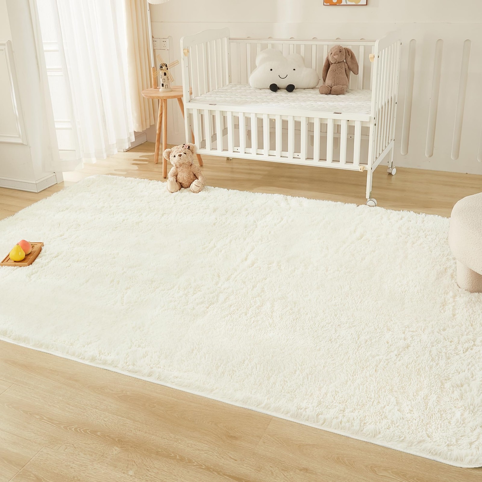 Andency Cream 5×8 Fluffy Shaggy Area Rug for Living Room Bedroom Soft Bedside