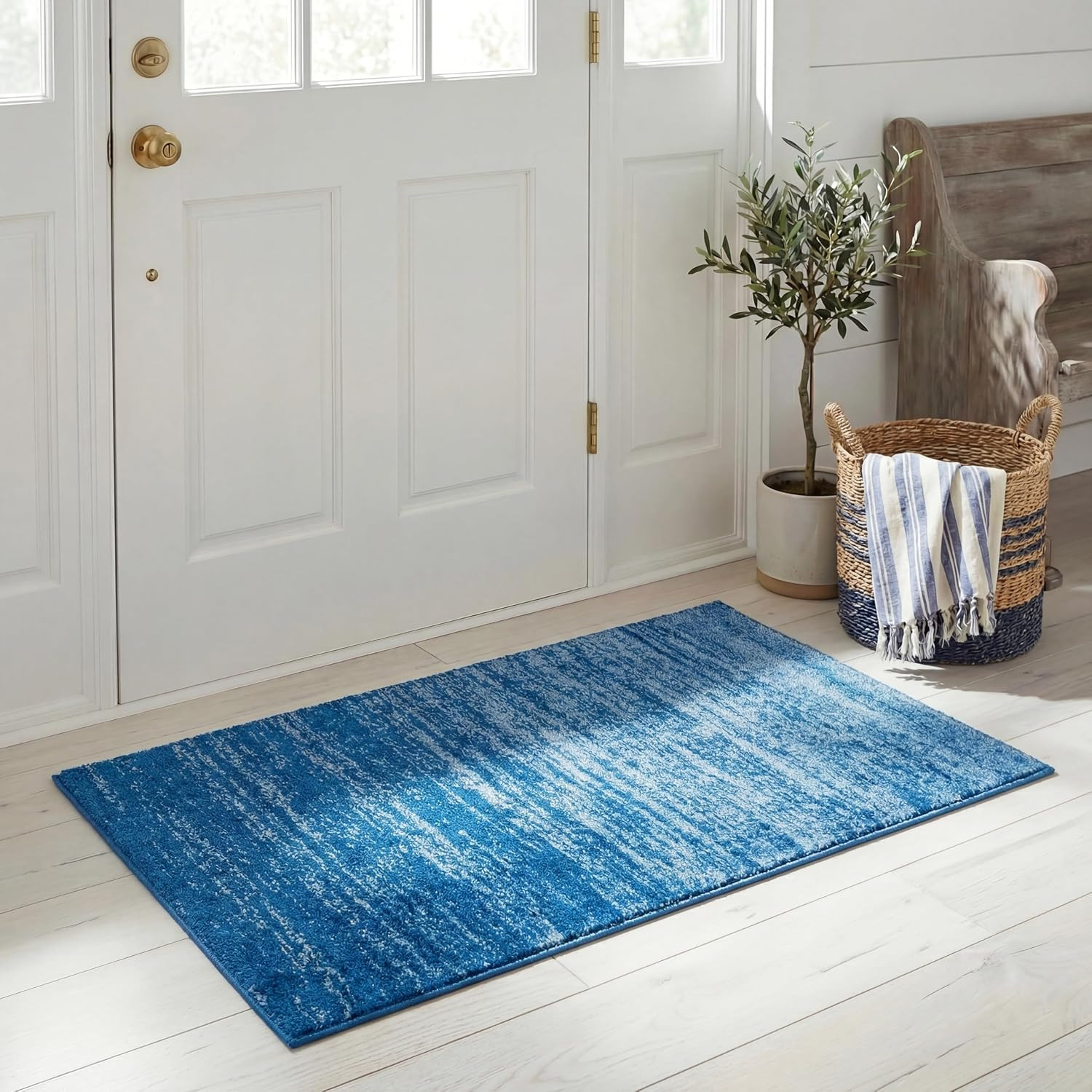 SAFAVIEH Adirondack Collection Accent Rug – 2’6″ X 4′, Light Blue & Dark Blue, M