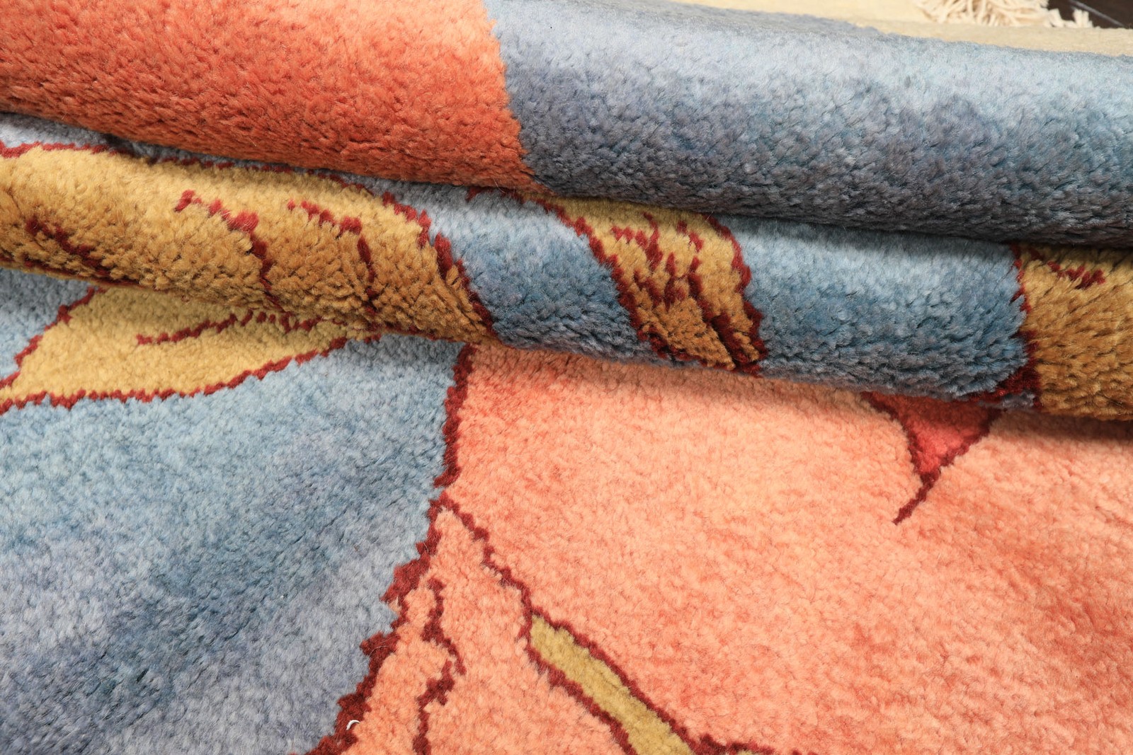6’7”x9’8” Hand Knotted Wool Blue Gabbehh Plush Pile Vegetable dyes Area Rug