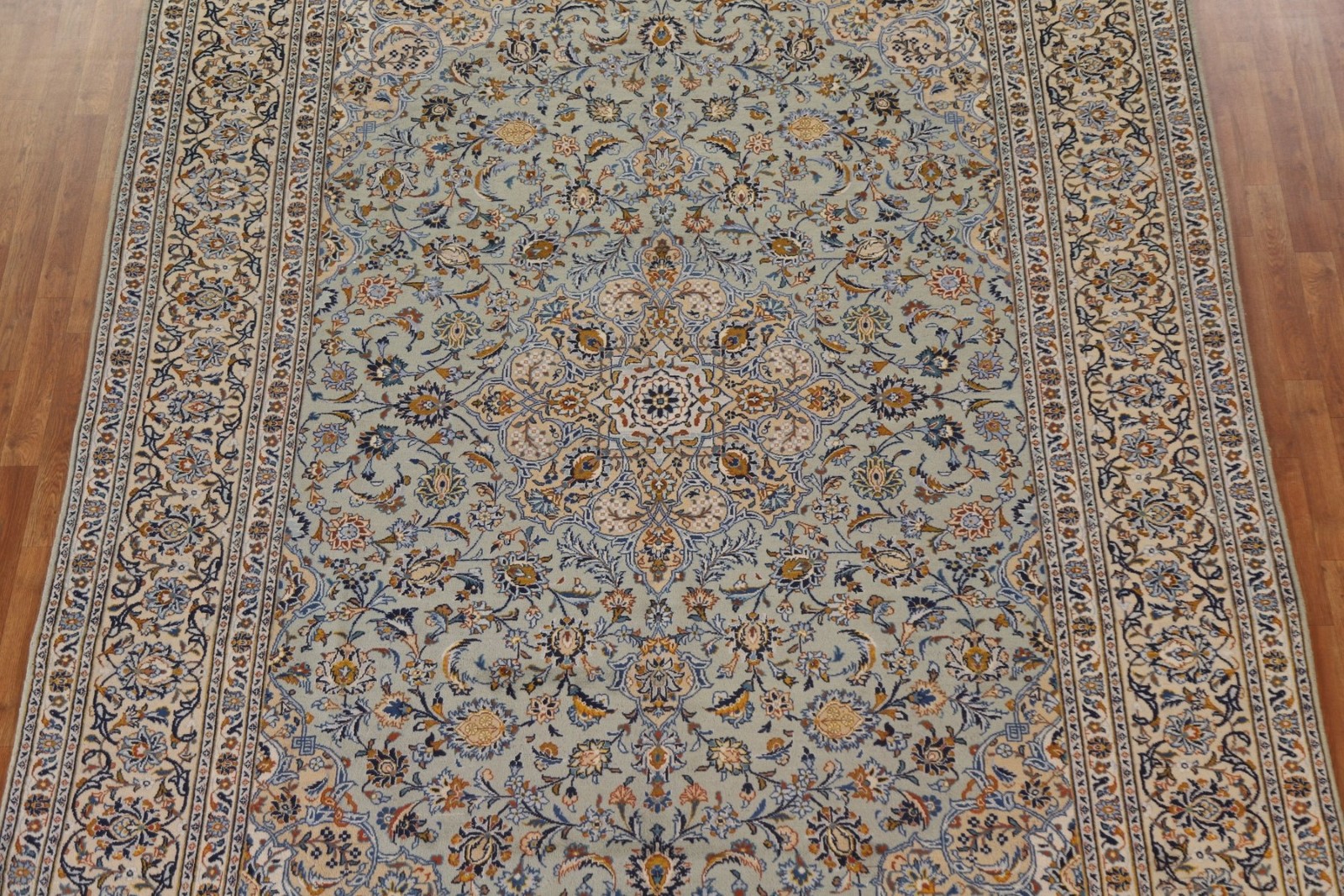 Sage Green Room Size Rug 9×13 Medallion Hand-made Wool Classic Vintage Carpet