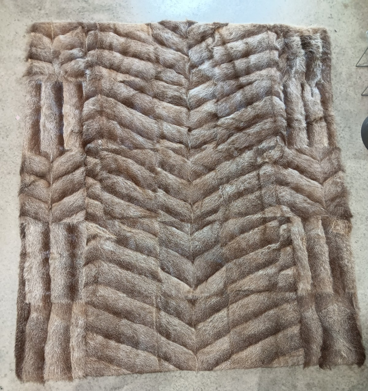 LARGE 73″ X 80″ GOAT PELT THROW* – BROWN HERRINGBONE | *LOCAL PICKUP ONLY