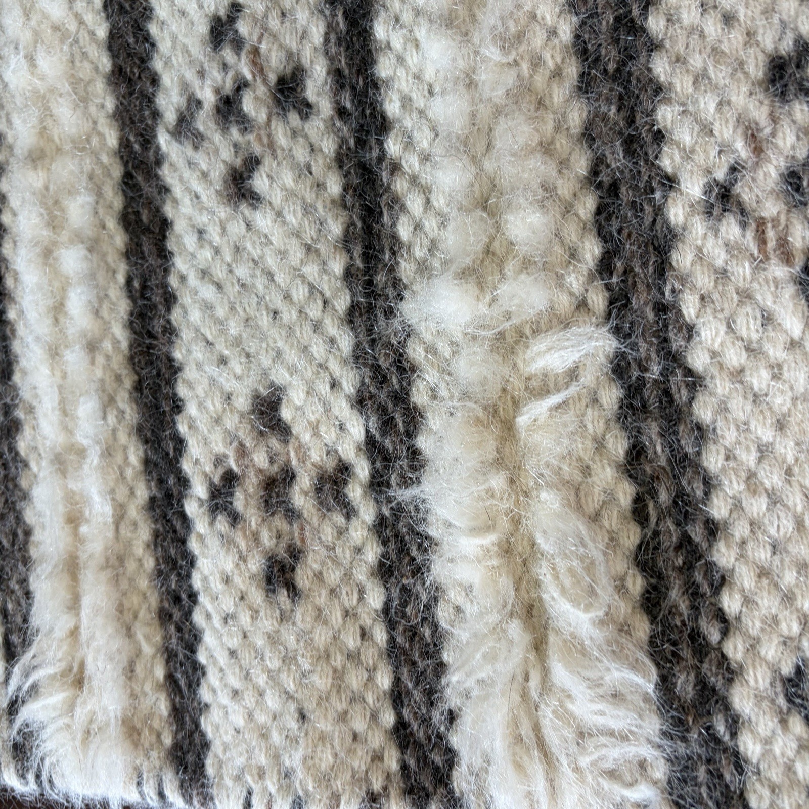 Handwoven Wool Textured Pattern Rug Natural Boho Decor Carpet Wall Hanging 3 x 2
