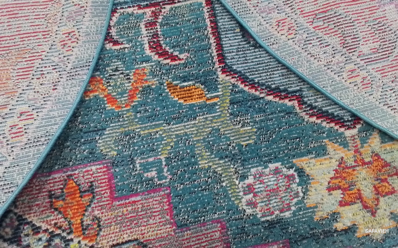 TEAL / ROSE 7′-0″ x 7′-0″ Flaw in Rug, Reduced Price 1172789792 CRS501T-7R