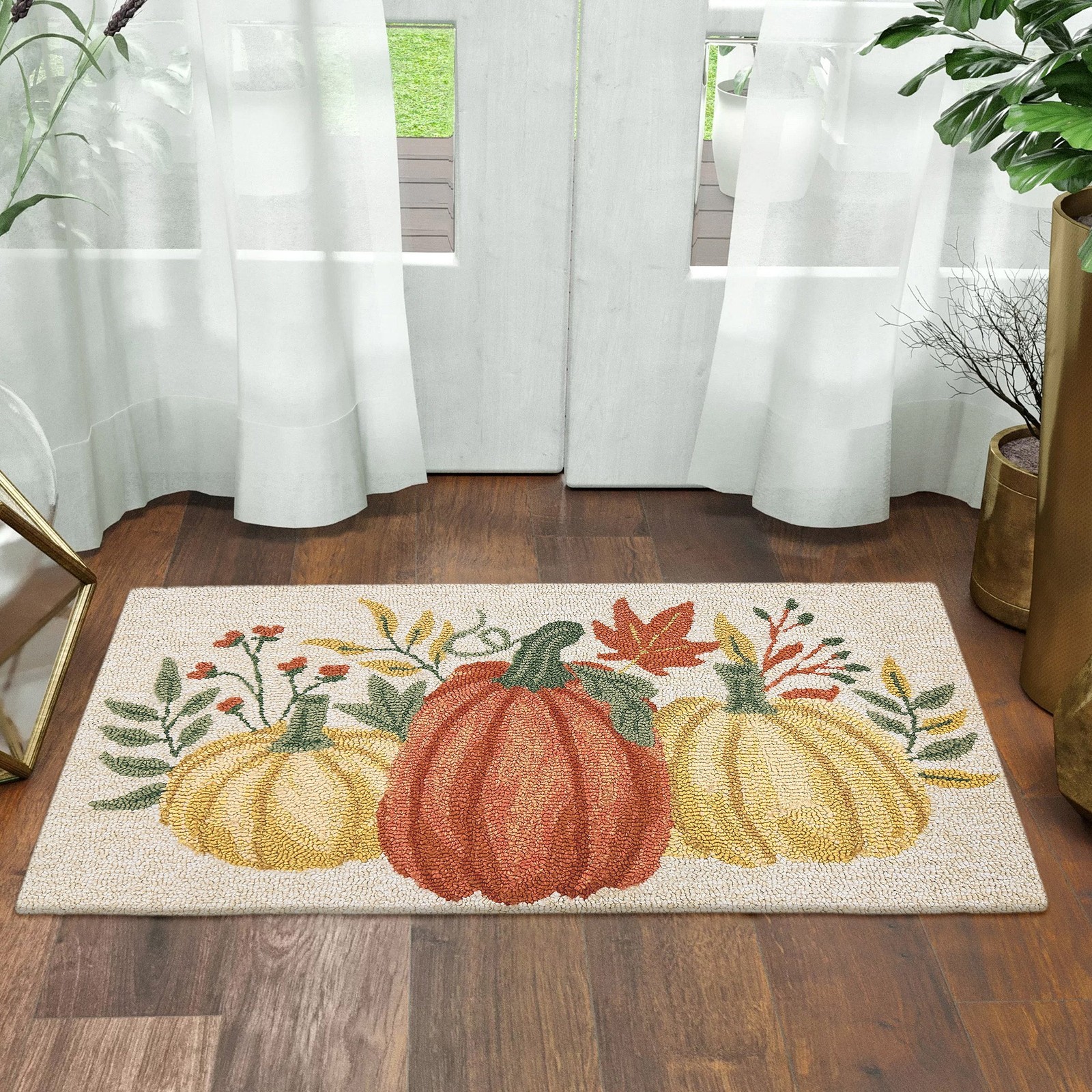 Harvest Hand Hooked Accent Rug, Autumn Halloween Decorations, Home, 22” X 38”