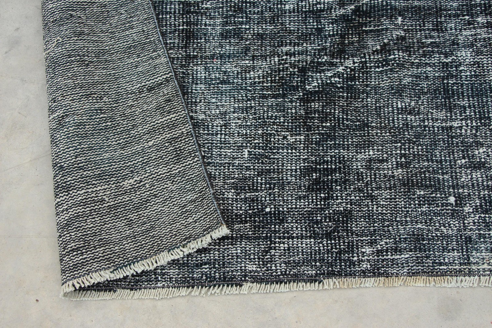 4,8×8,2 ft Rug, Turkish Vintage Area Rug, Black Wool Rug