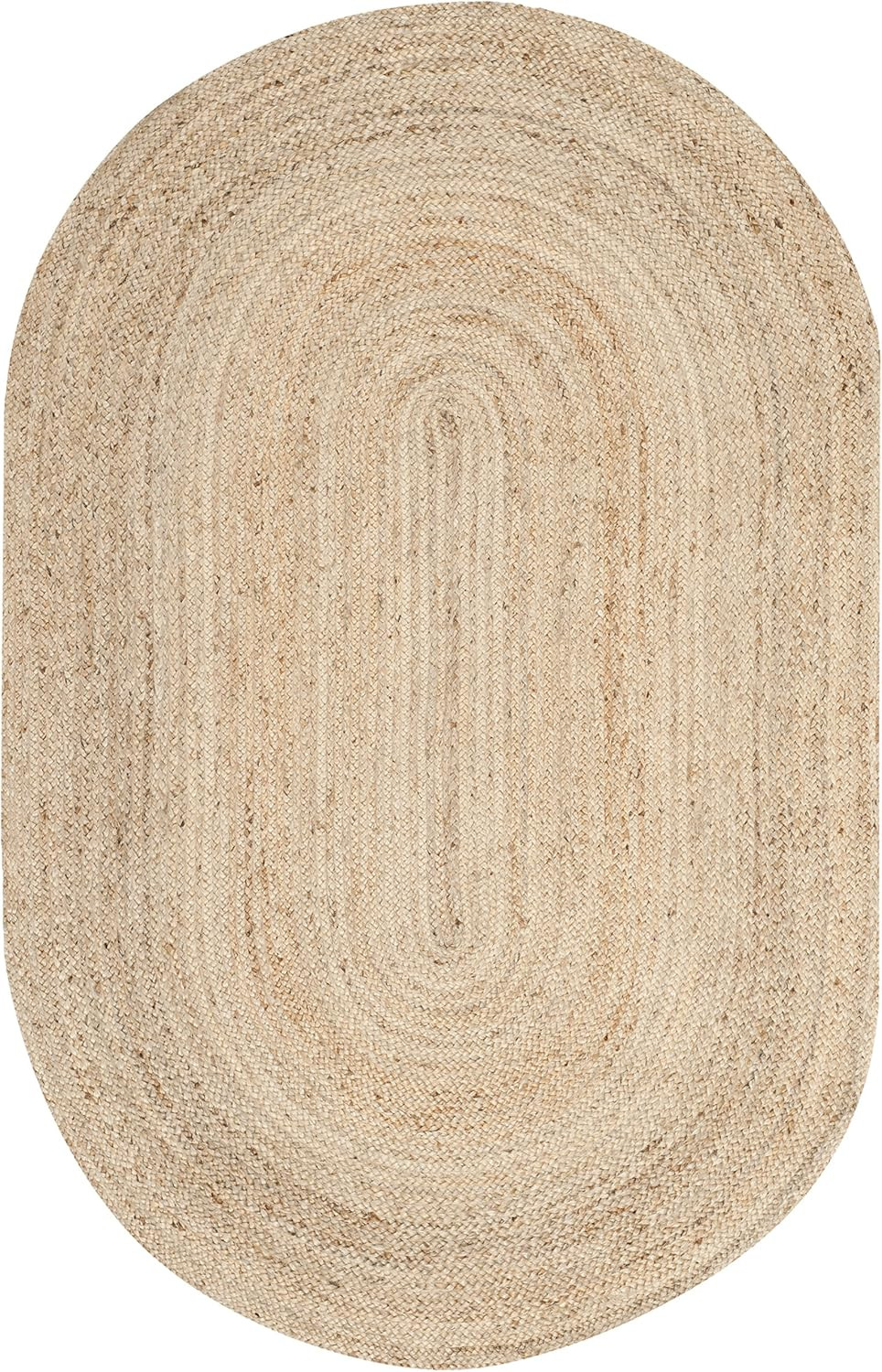 Handmade Natural Jute Area Rug – 5′ x 8′ Oval for High Traffic Spaces