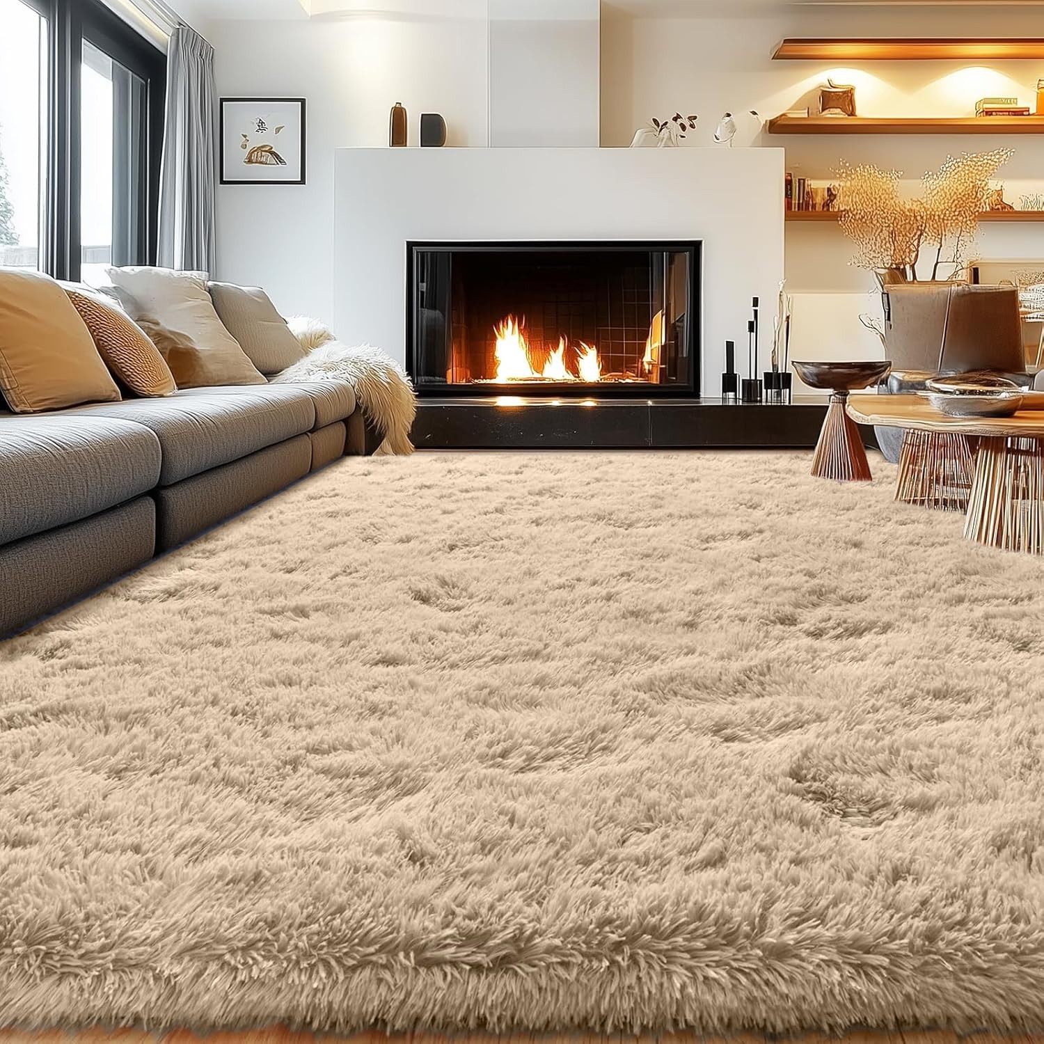 Large Plush Shaggy Area Rug – Soft, Non-Slip Carpet for Living Room & Bedroom