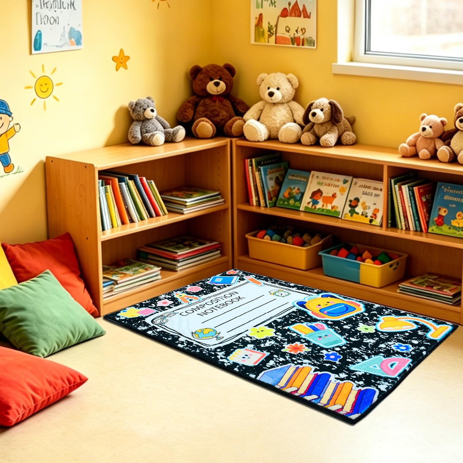 2 * 3feet Composition Notebook Classroom Rug Soft Educational Area Rug Kids P…