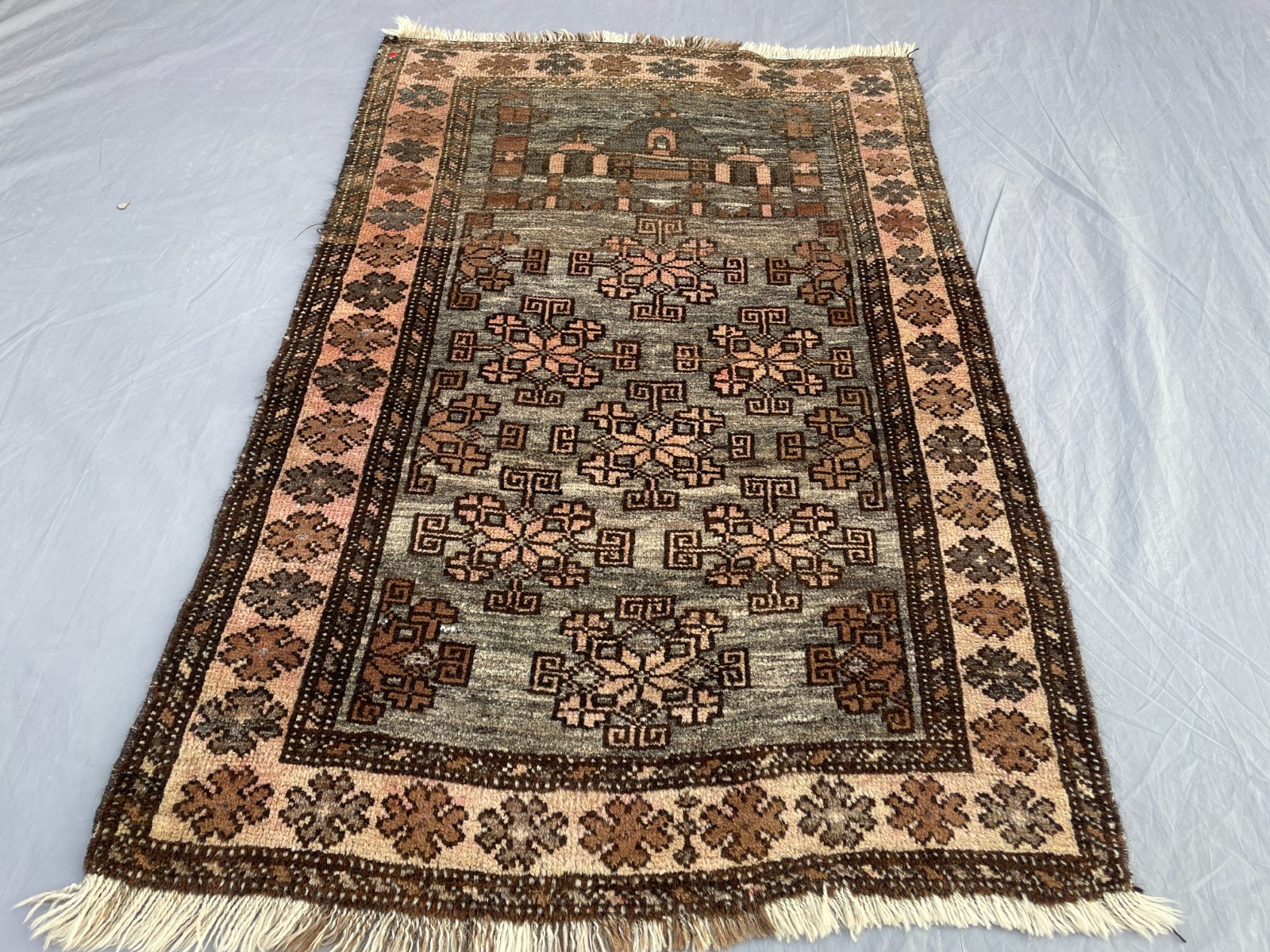 2×4 Rustic Afghan Baluchi Wool Rug Handmade Tribal Floral Medallion Carpet Decor