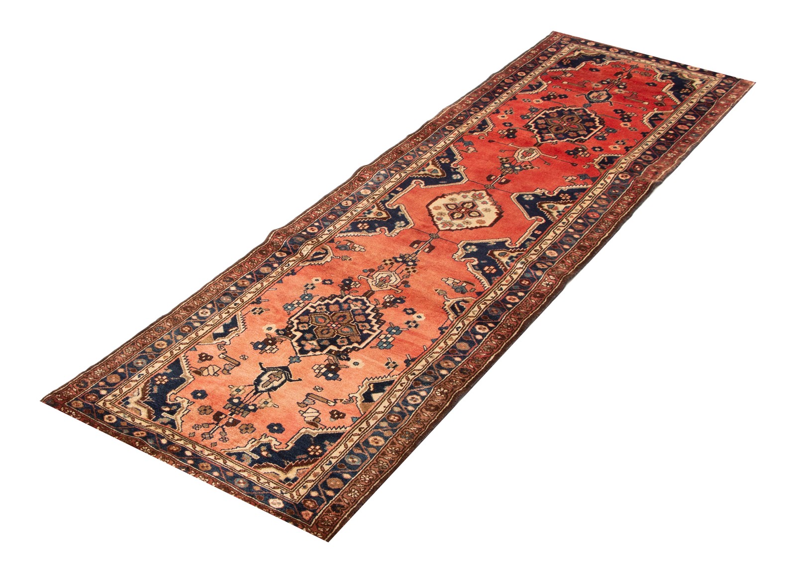Vintage Hand-knotted Runner Rug 3’2″ x 10’6″ Traditional Oriental Wool Carpet